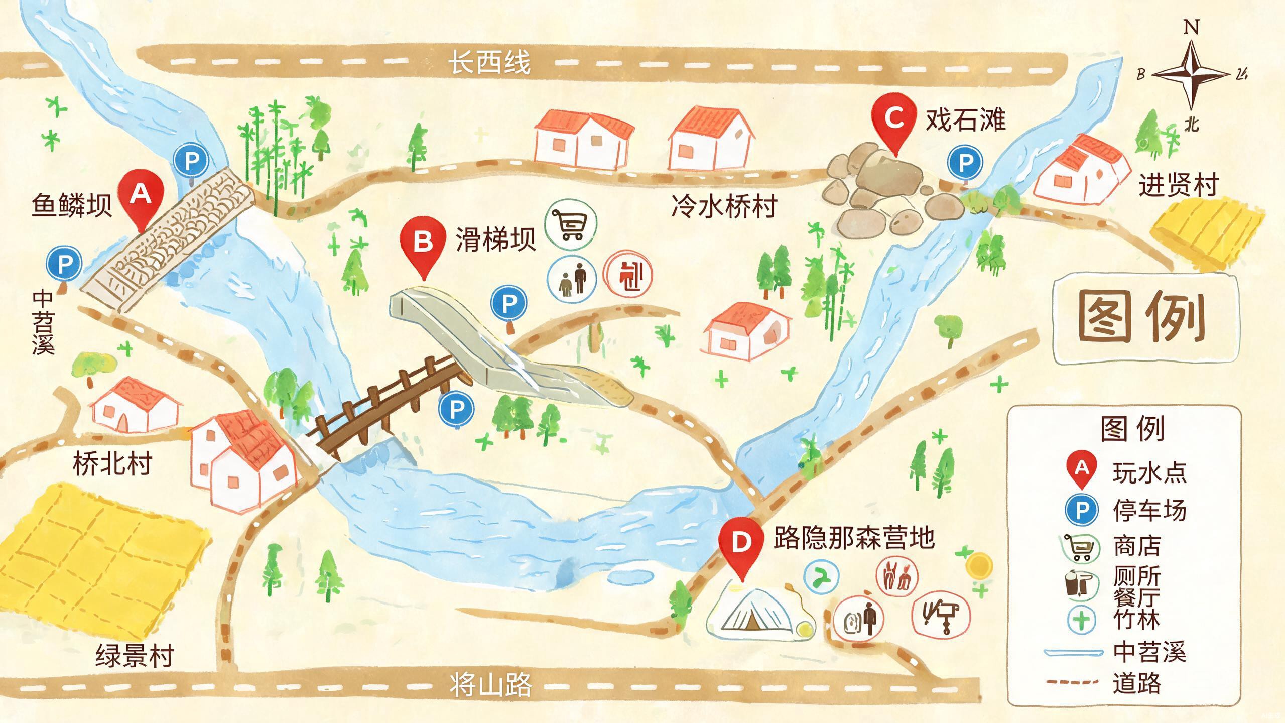 绿景村手绘玩水地图